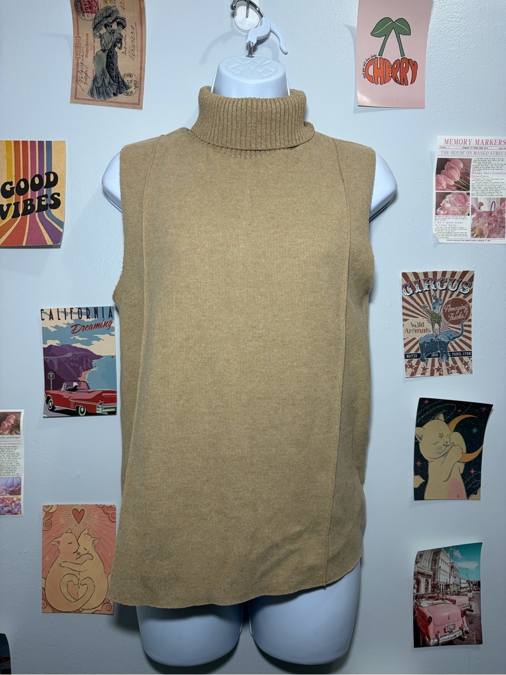 Zara Ribbed Knit Sleeveless Top - Camel Tan